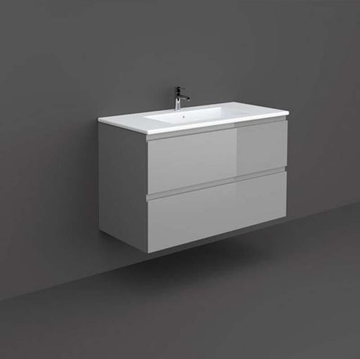 RAK Joy 1000mm Vanity Unit - Wall Hung 2 Drawer Unit in Urban Grey - Unbeatable Bathrooms