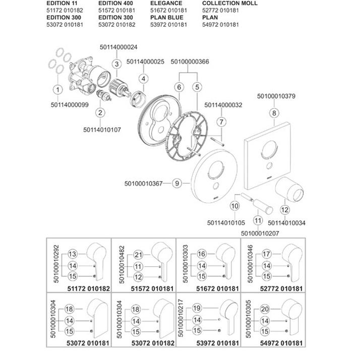 Keuco Edition 11 Chrome-Plated Concealed Single Lever Bath Tub Mixer 51172 - Unbeatable Bathrooms