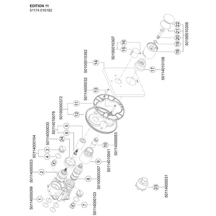Keuco Edition 11 Thermostatic Mixer DN 15 or DN 20 with Diverter 51174 - Unbeatable Bathrooms