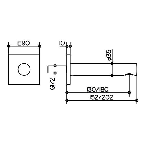 Keuco Ixmo Bath Filler or Spout DN 15 with Squared Rosette 59545 - Unbeatable Bathrooms