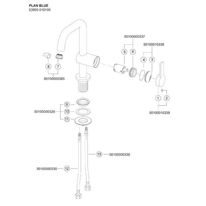 Keuco Plan Blue Single Lever Basin Mixer 53905 - Unbeatable Bathrooms