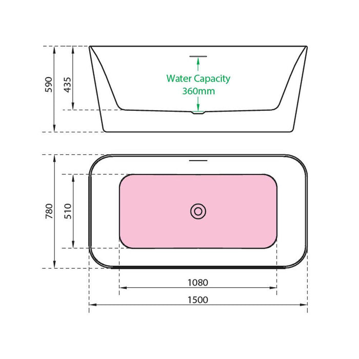 Charlotte Edwards Leda 1500 x 780mm Slim-Edged Freestanding Bath - Unbeatable Bathrooms
