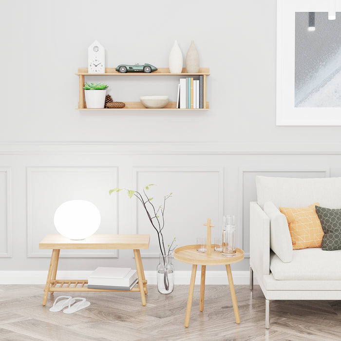 Platform Wall-Hung 2 Shelf Unit - Natural Oak - Unbeatable Bathrooms