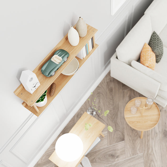 Platform Wall-Hung 2 Shelf Unit - Natural Oak - Unbeatable Bathrooms