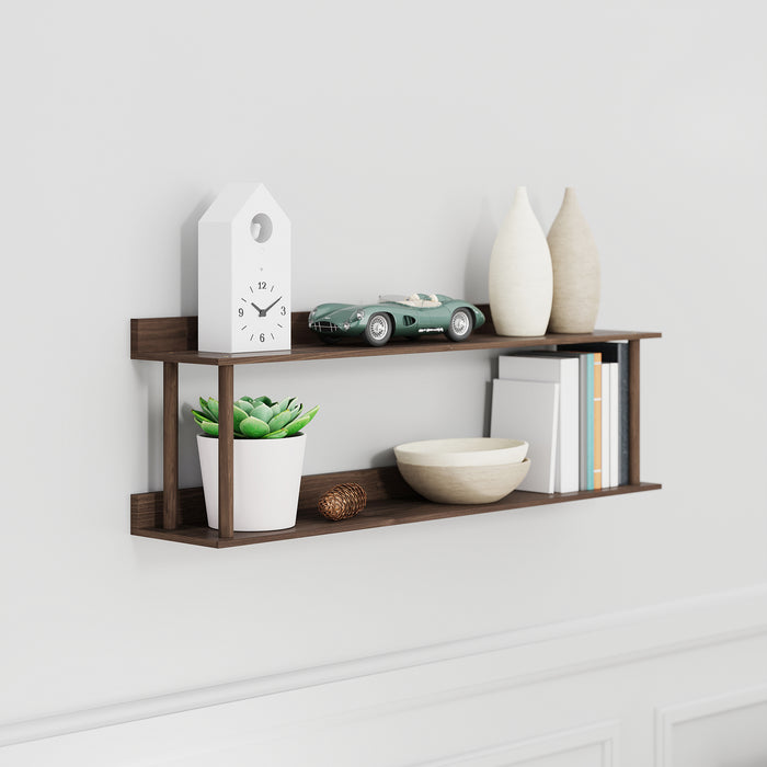 Platform Wall-Hung 2 Shelf Unit - Walnut - Unbeatable Bathrooms