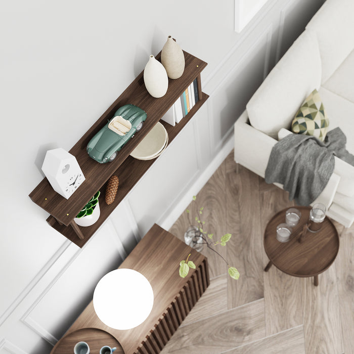 Platform Wall-Hung 2 Shelf Unit - Walnut - Unbeatable Bathrooms