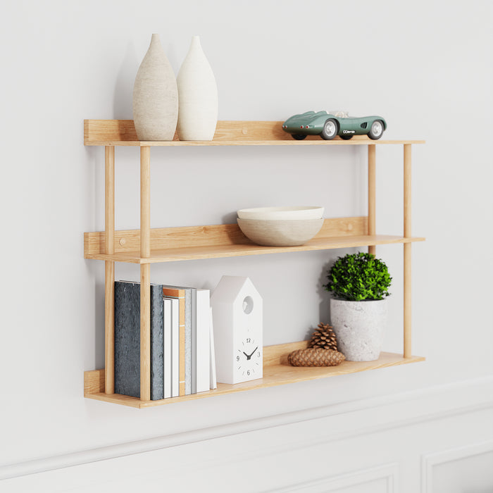 Platform Wall-Hung 3 Shelf Unit - Natural Oak - Unbeatable Bathrooms