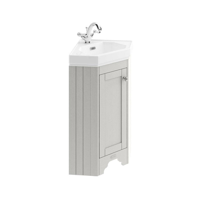 Hudson Reed Old London 600mm Cloakroom Corner Vanity Unit - Floor Standing 1 Door Unit with Basin - Unbeatable Bathrooms