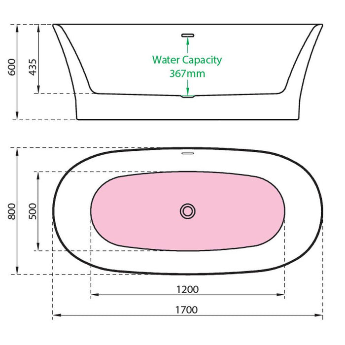 Charlotte Edwards Luna 1700 x 800mm Slim-Edged Freestanding Bath - Unbeatable Bathrooms