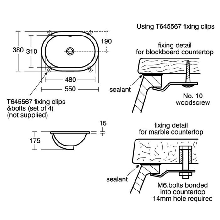 Armitage Shanks Marlow 21 Under-Countertop Basin with Overflow - Unbeatable Bathrooms