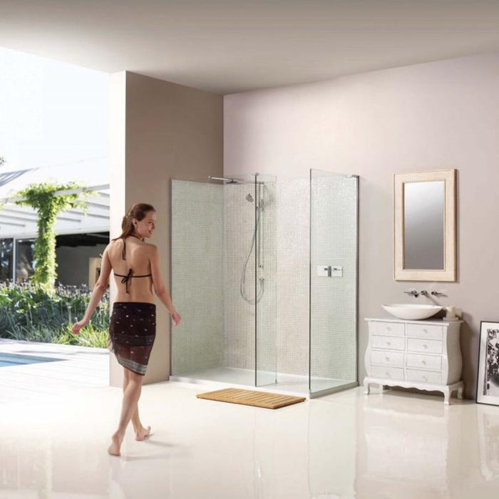 Matki Boutique Walk-In for Corner with Side Panel and Integrated Tray - Unbeatable Bathrooms