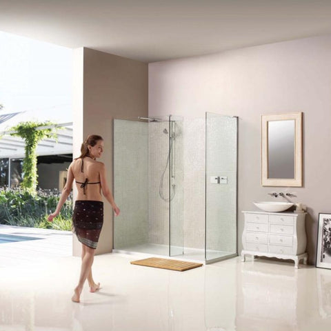 Matki Boutique Walk-In for Corner with Side Panel and Integrated Tray - Unbeatable Bathrooms