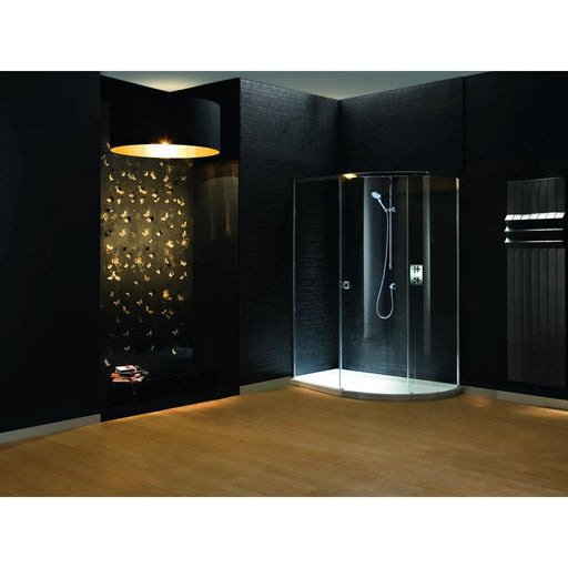 Matki Radiance Curved Offset Corner Shower Enclosure with Integrated Shower Tray and Glass Guard - Unbeatable Bathrooms