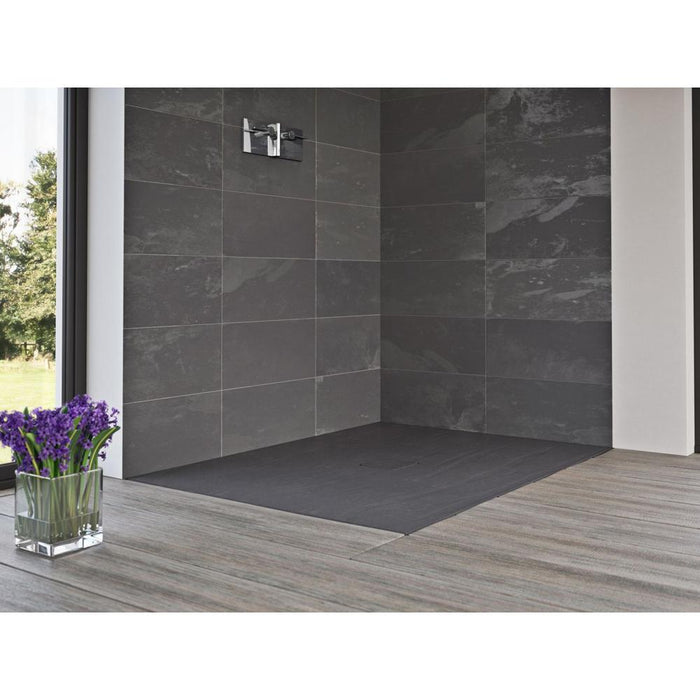 Matki Slate Flat Walk-In Shower Tray - Grey Slate - Unbeatable Bathrooms