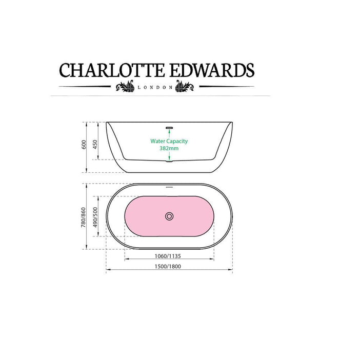Charlotte Edwards Mayfair 15/1800mm Slim-Edged Freestanding Bath - Unbeatable Bathrooms
