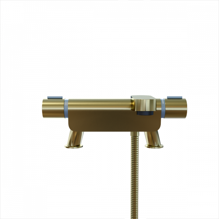 Aqualisa Midas 220 Thermostatic Bath & Shower Mixer - Brushed Brass - Unbeatable Bathrooms