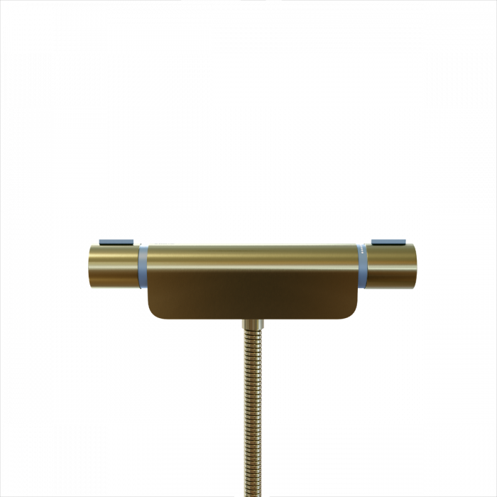 Aqualisa Midas 220 Thermostatic Bar Mixer Shower with Adjustable Head - Brushed Brass - Unbeatable Bathrooms