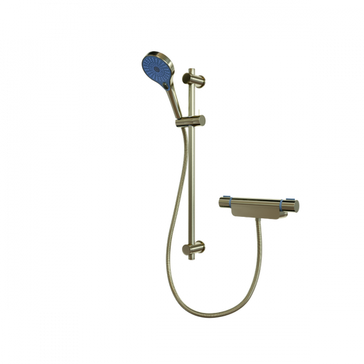 Aqualisa Midas 220 Thermostatic Bar Mixer Shower with Adjustable Head - Brushed Brass - Unbeatable Bathrooms