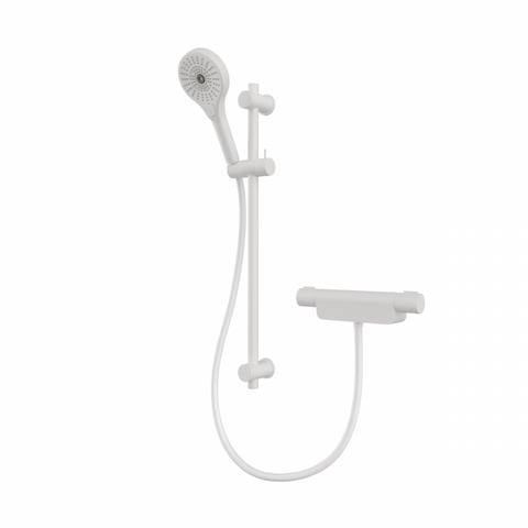 Aqualisa Midas 220 Thermostatic Bar Mixer Shower with Adjustable Head - Matt White - Unbeatable Bathrooms