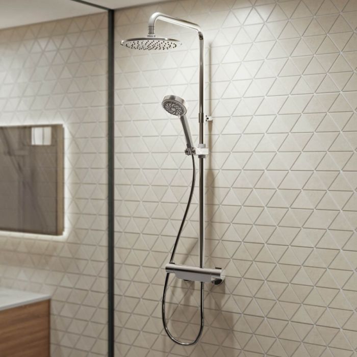 Aqualisa Midas 220 Thermostatic Mixer Shower Column with Adjustable & Fixed Head - Chrome - Unbeatable Bathrooms