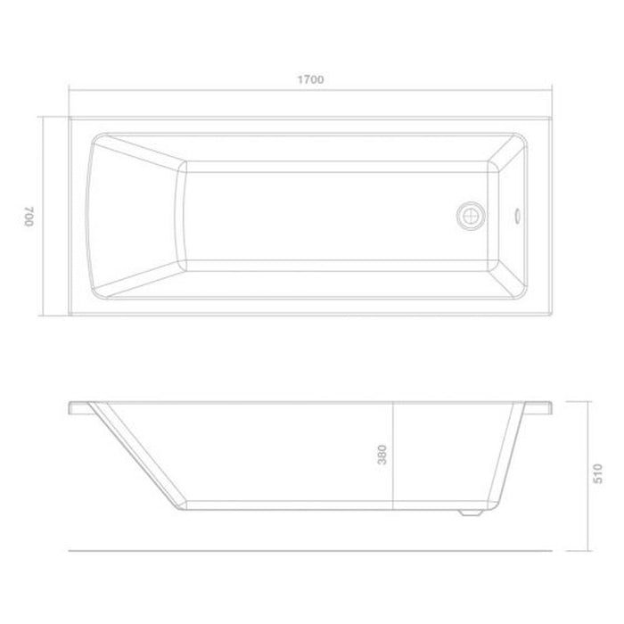 Tissino Lorenzo Eco 1700 x 700mm Single Ended Bath - Unbeatable Bathrooms