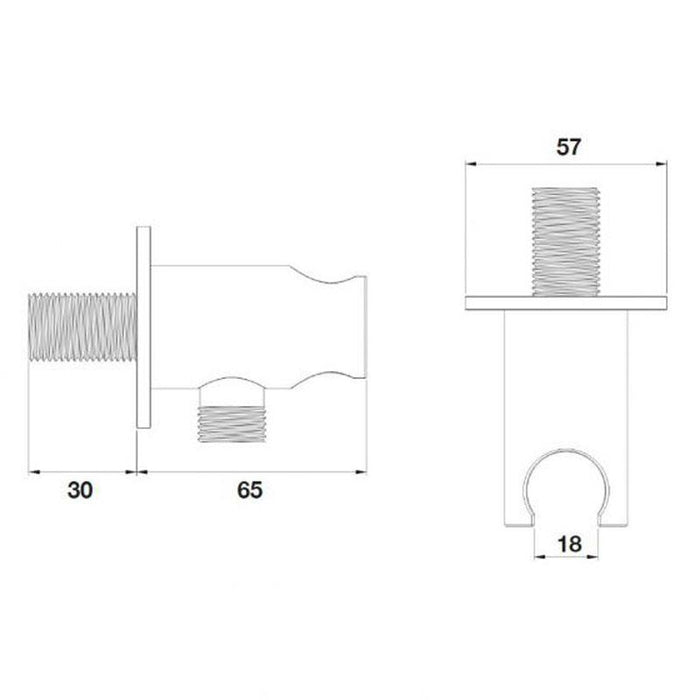 Tissino Mario Outlet Elbow and Handset Holder - Chrome - Unbeatable Bathrooms