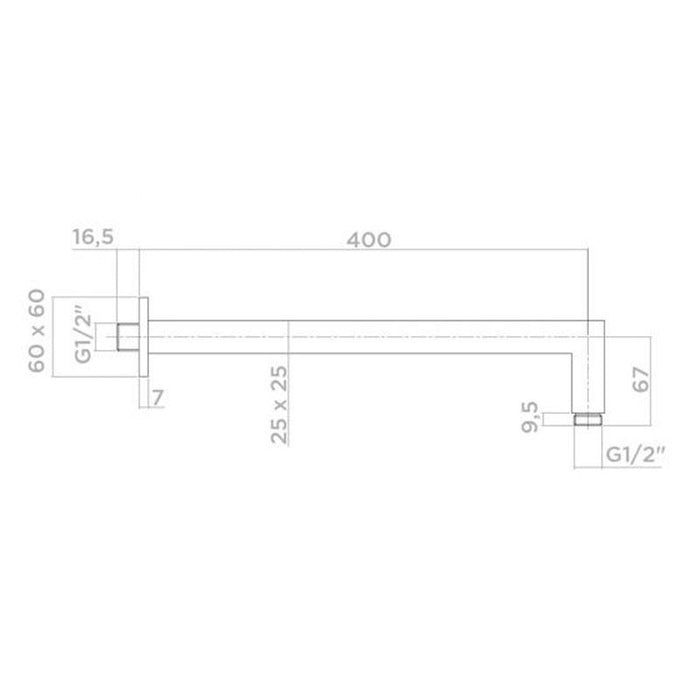 Tissino Elvo Square Shower Arm - Unbeatable Bathrooms