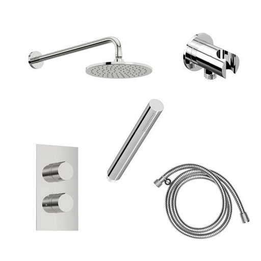 Tissino Mario Shower Pack 4 - Round Rain Shower Head, Handset & Valve - Chrome - Unbeatable Bathrooms