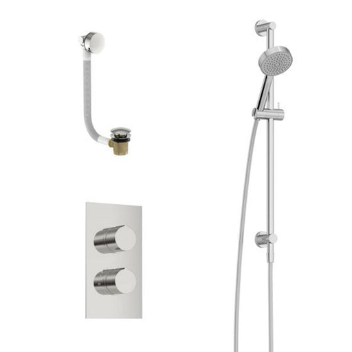 Tissino Mario Shower Pack 5 - Round Slide Rail Kit, Bath Filler & Valve - Chrome - Unbeatable Bathrooms