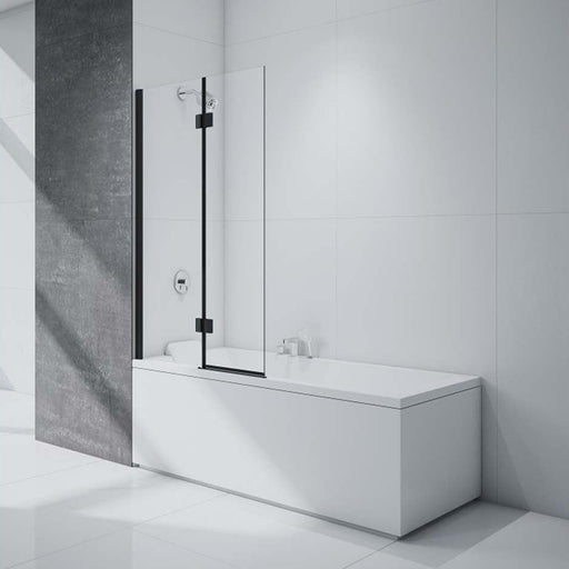 Merlyn Black 2 Panel Hinged Bath Screen - Unbeatable Bathrooms