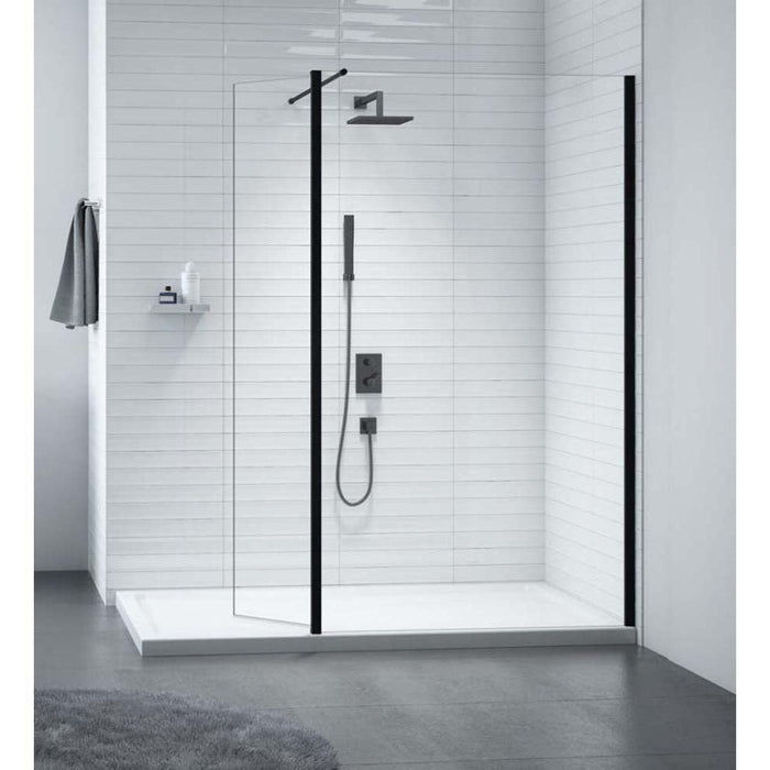 Merlyn Black Frameless Wet Room Shower Enclosure with 2 Panels & Accessories - Unbeatable Bathrooms