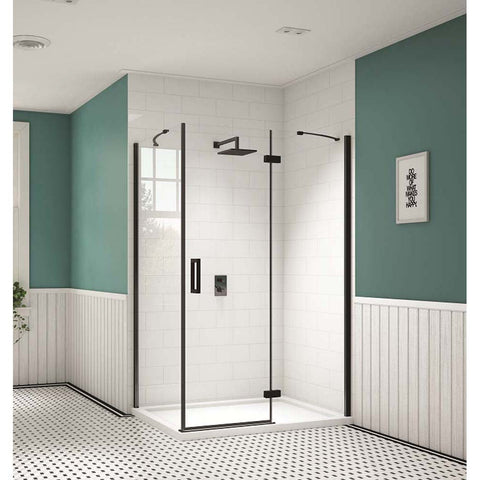 Merlyn Black Hinge And Inline Shower Door With Side Panel - Unbeatable Bathrooms