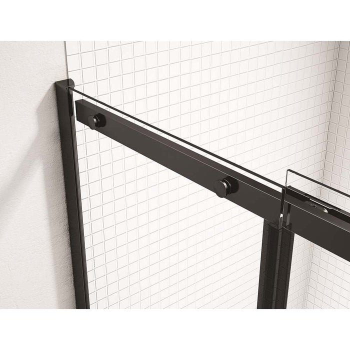 Merlyn Black Sliding Shower Door With Mstone Tray - Unbeatable Bathrooms