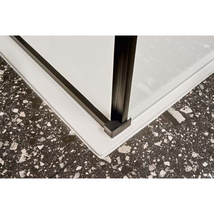 Merlyn Black Sliding Shower Door With Mstone Tray - Unbeatable Bathrooms