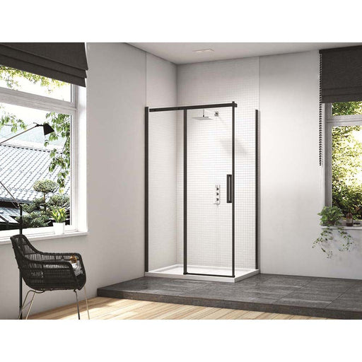 Merlyn Black Sliding Shower Door With Side Panel - Unbeatable Bathrooms