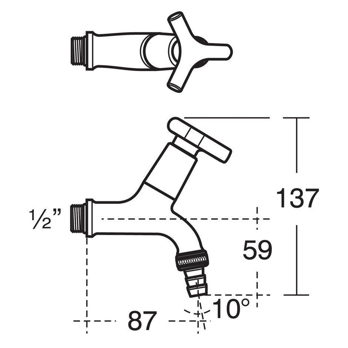 Armitage Shanks Nimbus 21 Bib Taps 1/2inch Hose Union Outlet Pair - Unbeatable Bathrooms