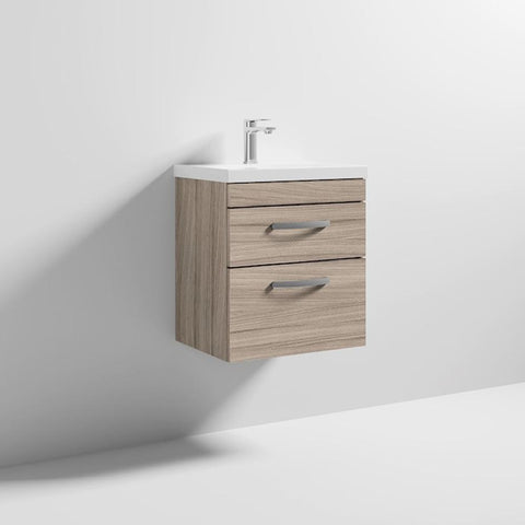 Nuie Athena 500mm Vanity Unit - Wall Hung 2 Drawer Unit with Basin - Unbeatable Bathrooms