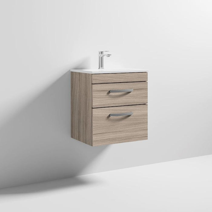 Nuie Athena 500mm Vanity Unit - Wall Hung 2 Drawer Unit with Basin - Unbeatable Bathrooms