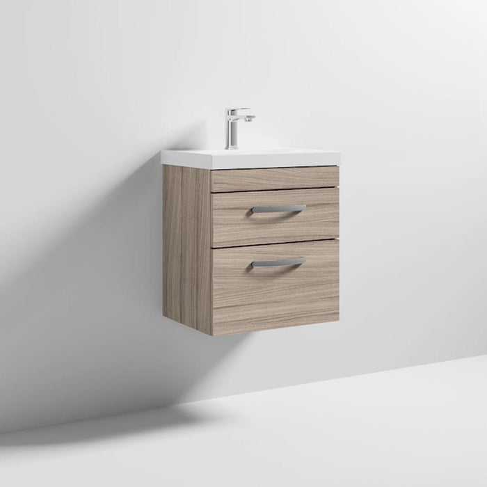 Nuie Athena 500mm Vanity Unit - Wall Hung 2 Drawer Unit with Basin - Unbeatable Bathrooms