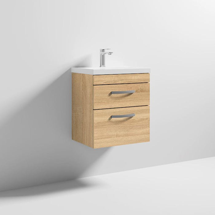 Nuie Athena 500mm Vanity Unit - Wall Hung 2 Drawer Unit with Basin - Unbeatable Bathrooms