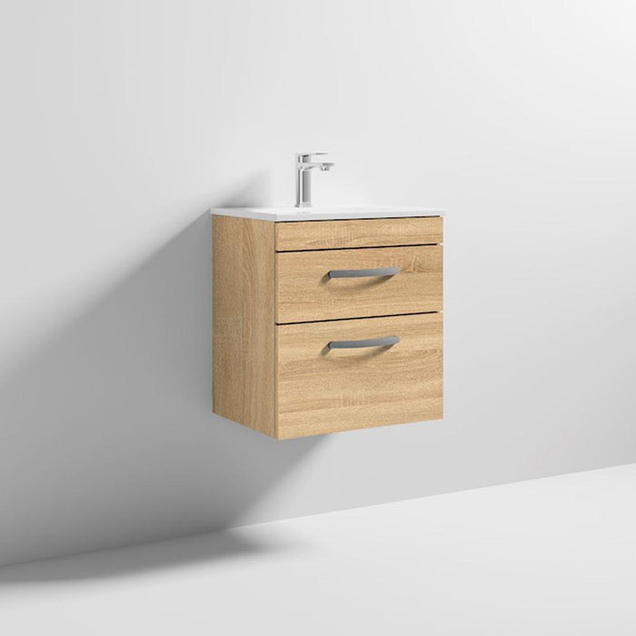 Nuie Athena 500mm Vanity Unit - Wall Hung 2 Drawer Unit with Basin - Unbeatable Bathrooms