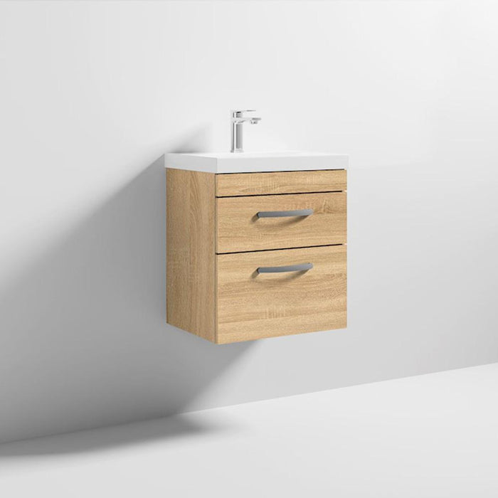 Nuie Athena 500mm Vanity Unit - Wall Hung 2 Drawer Unit with Basin - Unbeatable Bathrooms