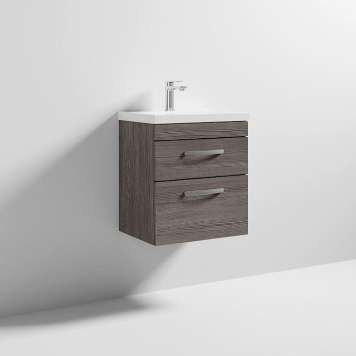Nuie Athena 500mm Vanity Unit - Wall Hung 2 Drawer Unit with Basin - Unbeatable Bathrooms