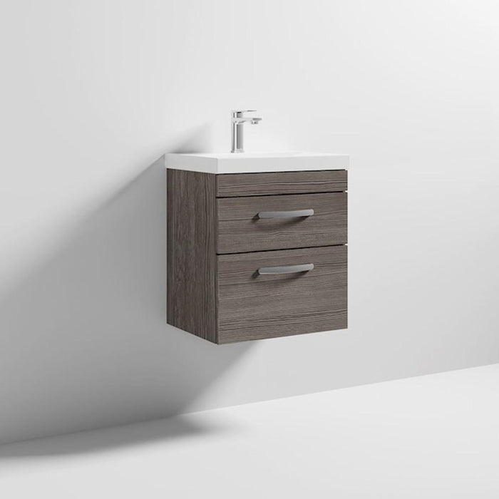 Nuie Athena 500mm Vanity Unit - Wall Hung 2 Drawer Unit with Basin - Unbeatable Bathrooms