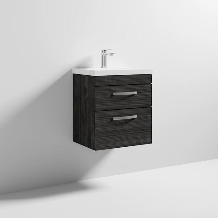 Nuie Athena 500mm Vanity Unit - Wall Hung 2 Drawer Unit with Basin - Unbeatable Bathrooms