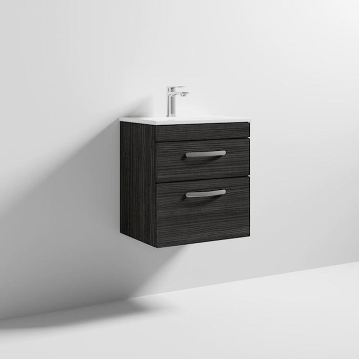 Nuie Athena 500mm Vanity Unit - Wall Hung 2 Drawer Unit with Basin - Unbeatable Bathrooms