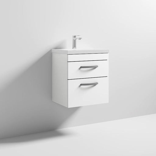 Nuie Athena 500mm Vanity Unit - Wall Hung 2 Drawer Unit with Basin - Unbeatable Bathrooms