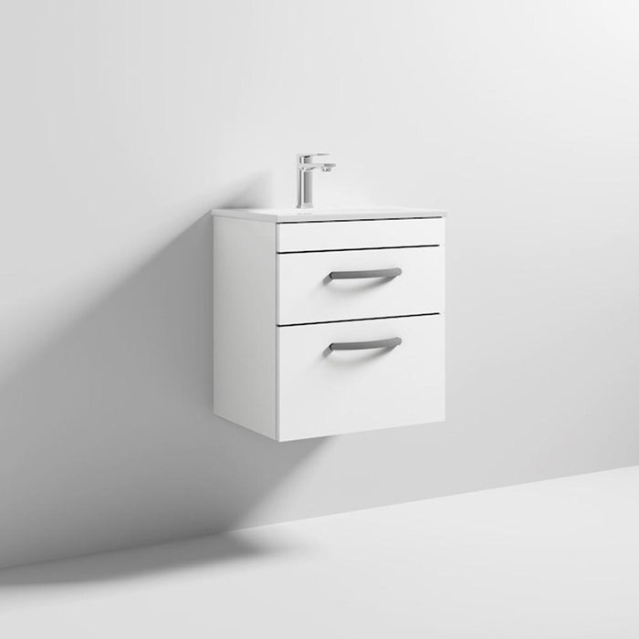 Nuie Athena 500mm Vanity Unit - Wall Hung 2 Drawer Unit with Basin - Unbeatable Bathrooms
