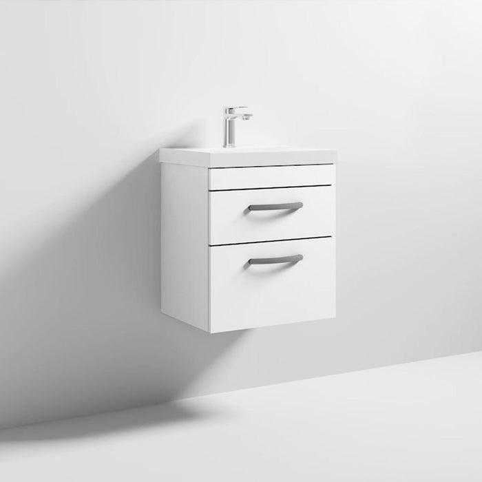 Nuie Athena 500mm Vanity Unit - Wall Hung 2 Drawer Unit with Basin - Unbeatable Bathrooms