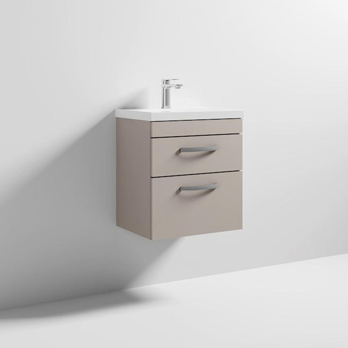 Nuie Athena 500mm Vanity Unit - Wall Hung 2 Drawer Unit with Basin - Unbeatable Bathrooms